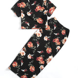 Mulvari Set De Top Y Falda Floral Con Cuello Alto Simulado