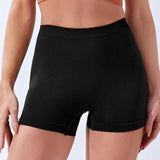 Yoga Basic Shorts deportivos solidos de cintura alta, shorts elasticos