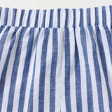 WYWH Conjunto top tubo corto con nudo delantero de rayas bicolor con shorts