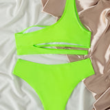 Swim Banador bikini de un hombro neon