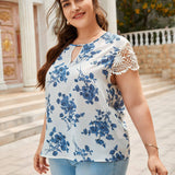 Top Floral Con Cuello De Agujero Para La Llave En a Grande