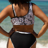 Swim Vcay Banador bikini con aro asimetrico con estampado de marmol