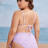 Swim Vcay 3 piezas banador bikini de rayas de cebra con falda de playa