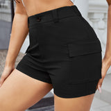 SXY Shorts con bolsillos con solapa unicolor