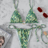 Swim Banador bikini con tanga triangulo con estampado de paisley