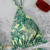 Swim Banador bikini con tanga triangulo con estampado de paisley