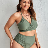 Swim Curve Banador bikini de cintura alta halter cruzado