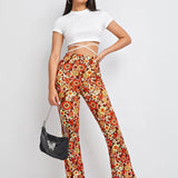 EZwear Pantalones Acampanados Con Estampado Floral En Todo El Pantalon