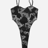 EZwear Body de tirantes con estampado de dragon chino