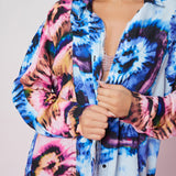 Camisa amplia con boton delantero con lavado de tie dye