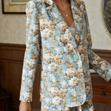 Frenchy con estampado floral de cuello con solapa Blazer & Shorts