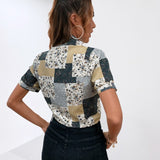 Unity Top con cordon delantero con estampado floral