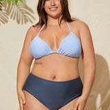 Swim Curve Conjunto De 3 Piezas: Bikini De Triangulo Para Mujeres Con Talla Extra + Pareo Con Estampado De Paisley