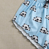 Conjunto de pijama panda con con estampado de letra ribete en forma de lechuga