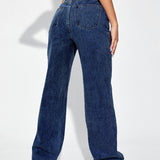 EZwear Jeans de talle alto de pierna ancha