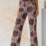 VCAY Pantalones de pierna ancha con estampado de cadena