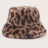 Sombrero de invierno tipo cubo con diseno de leopardo, 1 pieza