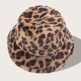 Sombrero de invierno tipo cubo con diseno de leopardo, 1 pieza