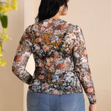 Top con estampado floral de malla