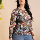 Top con estampado floral de malla