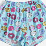 Conjunto de pijama con estampado de donut con mascara de ojo