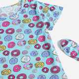 Conjunto de pijama con estampado de donut con mascara de ojo