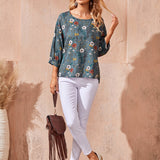 EMERY ROSE Blusa con estampado floral de hombros caidos