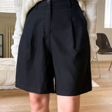 DAZY Shorts Con Pliegues Y Cintura Alta