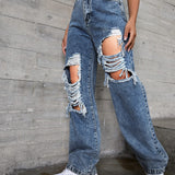 ICON Jeans rotos de talle alto