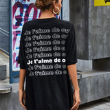 Camiseta de hombros caidos con estampado de slogan