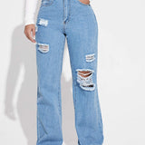 EZwear Jeans rotos de talle alto