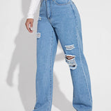 EZwear Jeans rotos de talle alto