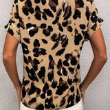 LUNE Blusa con estampado de leopardo escote V