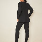 SXY Blazer unicolor con parte delantera abierta & Pantalones bajo con abertura