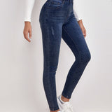 Frenchy Jeans ajustados de talle alto con diseno roto