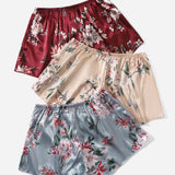 3 piezas Shorts de dormir con estampado floral de Satin