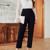 Frenchy Pantalones De Sastre Con Costura Invertida Y Sin Decoraciones, Estilo Elegante Todo En Negro