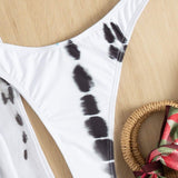 Swim 3 piezas de tie dye con tira cruzada Banador bikini & Pantalones cover up