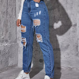 EZwear Jeans conicos desgarro crudo