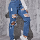 EZwear Jeans conicos desgarro crudo