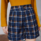 Prive Shorts con estampado de tartan de talle alto