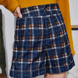 Prive Shorts con estampado de tartan de talle alto