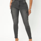 SXY Jeans ajustados con bolsillo con solapa