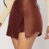 SXY Skort de dos capas bajo PU