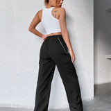 EZwear Pantalones cargo de cintura elastica con cadena