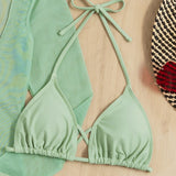 Swim 3 piezas simple Banador bikini triangulo halter & Cover up