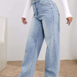 Essnce Jeans de talle alto de pierna ancha