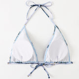 Swim Vcay Top bikini triangulo con estampado de marmol