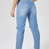 Essnce Jeans mom desgarro con lavado