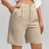 Clasi Shorts bermudas mom de cintura alta con detalles plisados